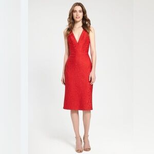 NWT‎ Monique Lhuillier Elegant Red Lace Dress Sz 6